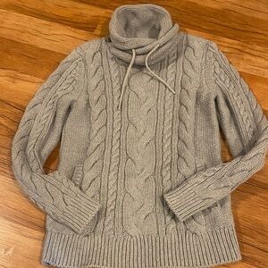 Cozy Gray Cable Knit Sweater LL Bean